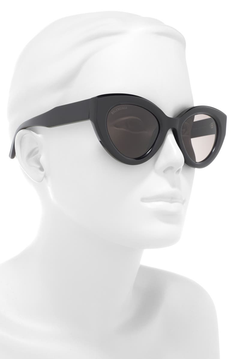 Balenciaga 51mm Cat Eye Sunglasses, Alternate, color, Black Black Grey