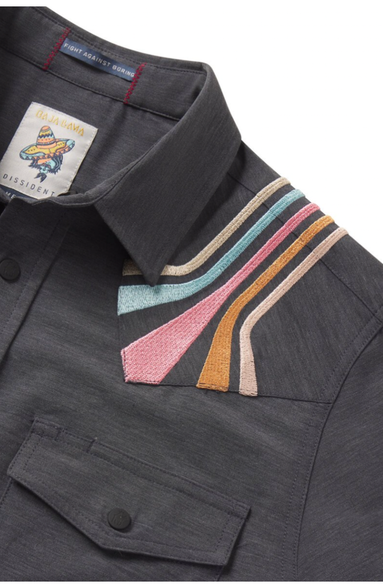 Baja Llama Retro Rays - Dissident Western Front Snap Button Up, Alternate, color,