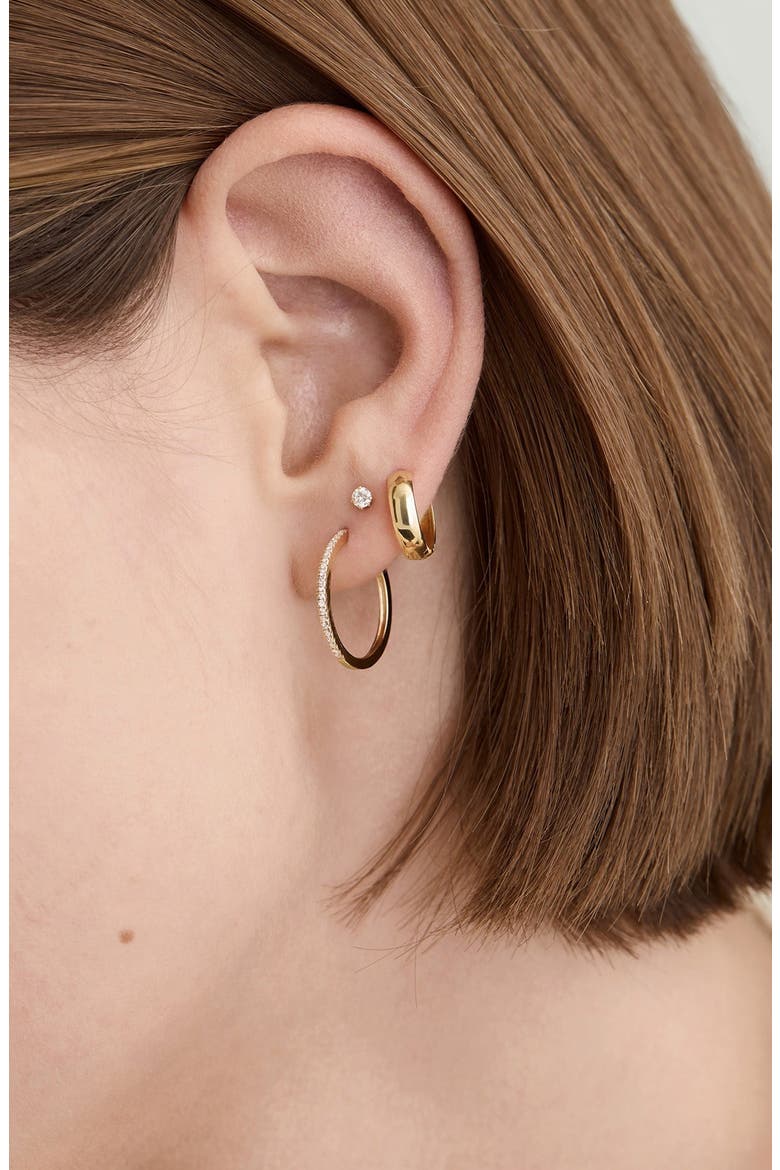 Single Bold Huggie Hoop, Alternate, color, Yellow Gold