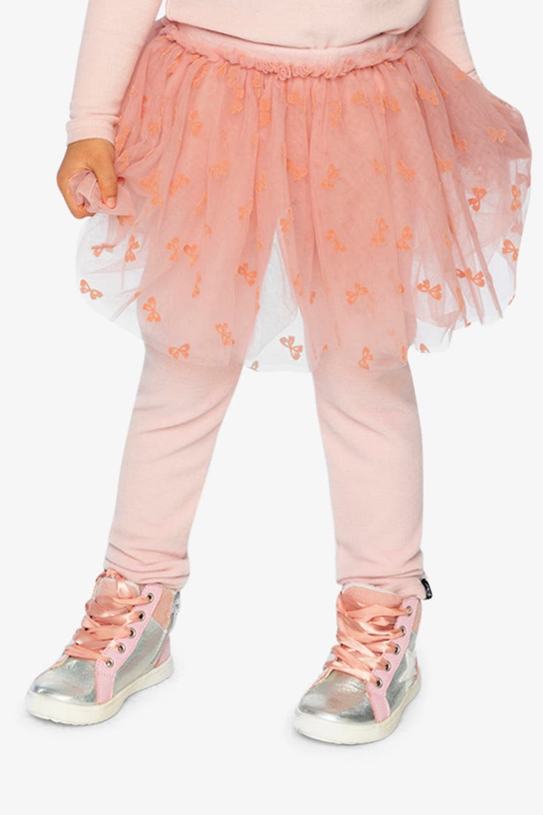 Rib Leggings with Integrated Tulle Skirt, Alternate, color, Pale Dusty Pink