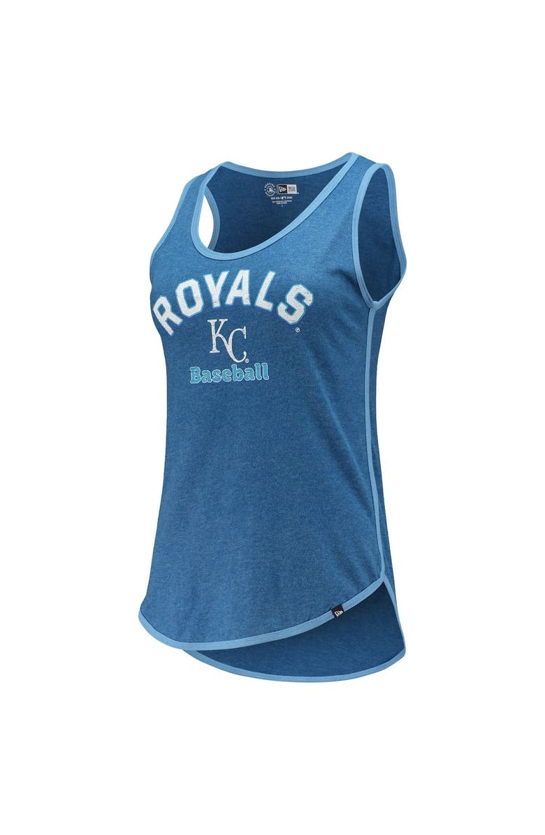 New Era Women's New Era Heathered Royal Kansas City Royals Contrast Binding Scoop Neck Tank Top, Alternate, color,