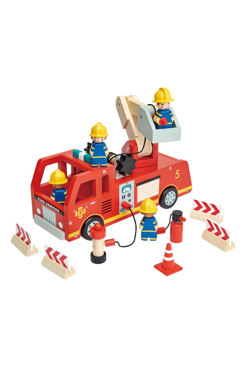 Tender Leaf Toys Fire Engine Wooden Playset, Alternate, color, Multi