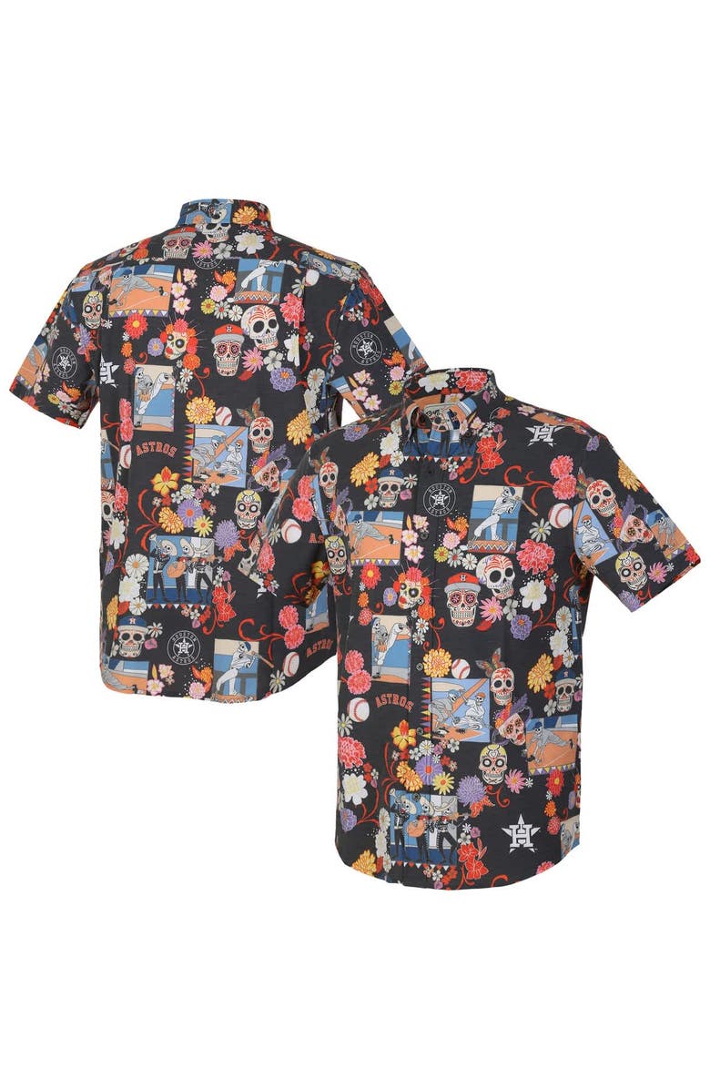 Reyn Spooner Men's Reyn Spooner Black Houston Astros Día De Los Muertos Tri-Blend Button-Down Shirt, Main, color, Black