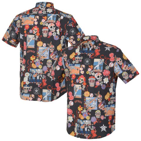 Men's Reyn Spooner Black Houston Astros Día De Los Muertos Tri-Blend Button-Down Shirt