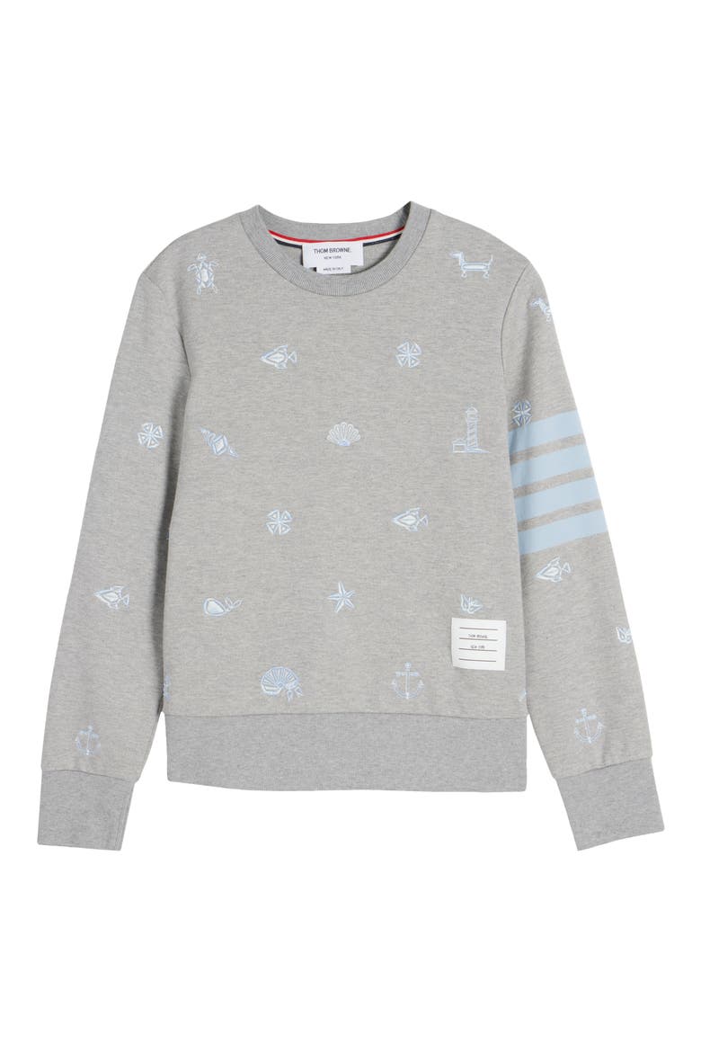 Nautical Embroidered French Terry Sweatshirt, Alternate, color, LIGHT GREY