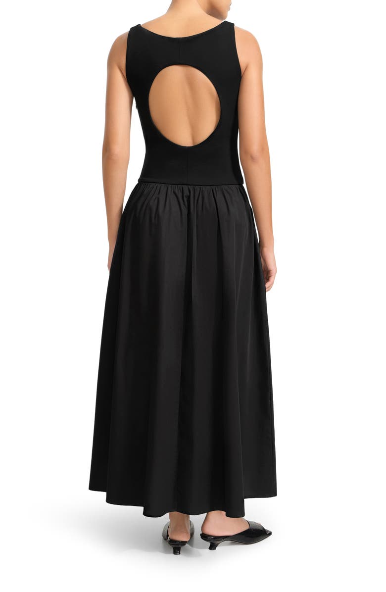 Marcella Gillian Mixed Media Ponte & Cotton A-Line Dress, Alternate, color, Black