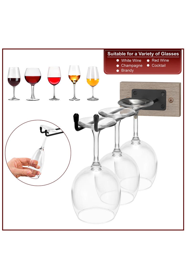 Wall Mounted Stemware Rack, Alternate, color, GRAY