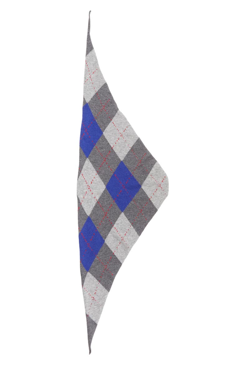 Clan Plaid Cashmere Triangle Scarf, Alternate, color, JU1614 MID GREY