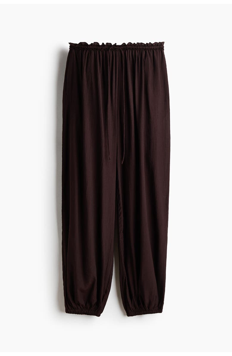 H&M Balloon Drawstring Trousers, Main, color, Dark Brown