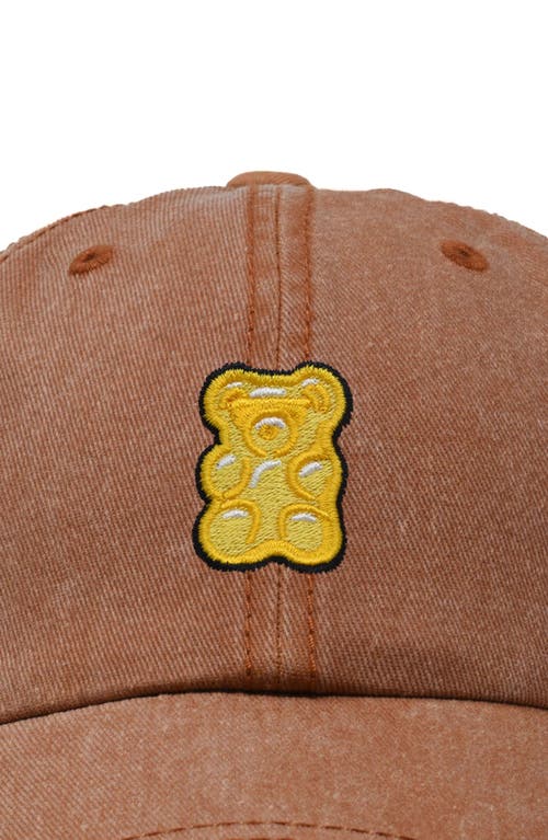 Dalix Yellow Gummy Embroidered Dad Cap In Washed Orange