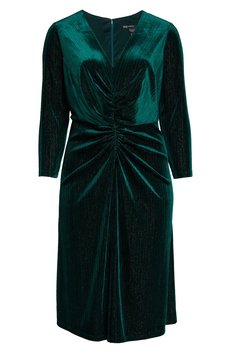 Maggy London Ruched Long Sleeve Velvet Midi Dress, Alternate, color,