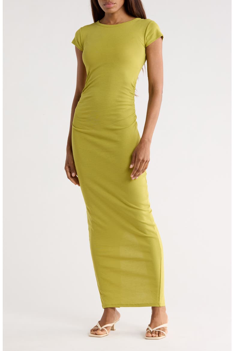 Katarina Slim Fit Cap Sleeve Maxi Dress, Main, color, UNITY GREEN