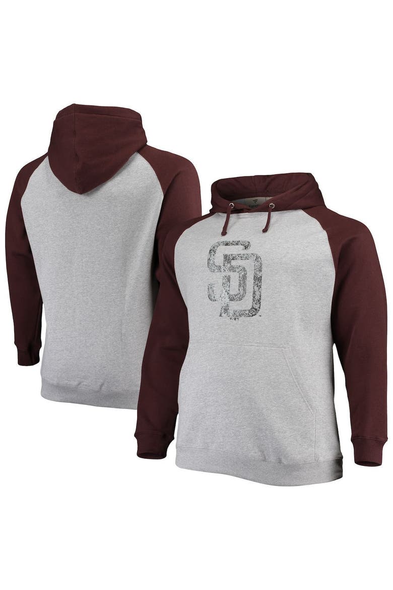 Men's Fanatics Branded Heathered Gray/Brown San Diego Padres Big & Tall Raglan Pullover Hoodie, Main, color, Heather Gray