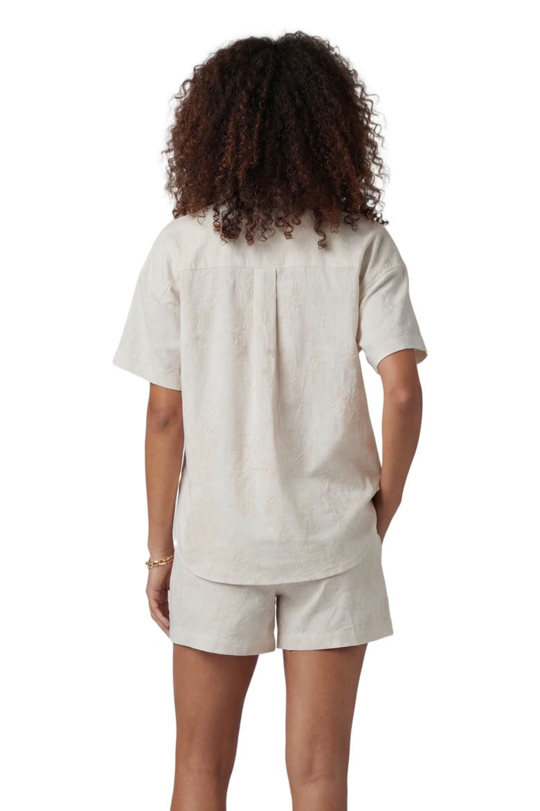 Paisley Explosion Womens Relaxed Linen Printed Shirt, Alternate, color, PAISLEY EXPLOSION IVORY