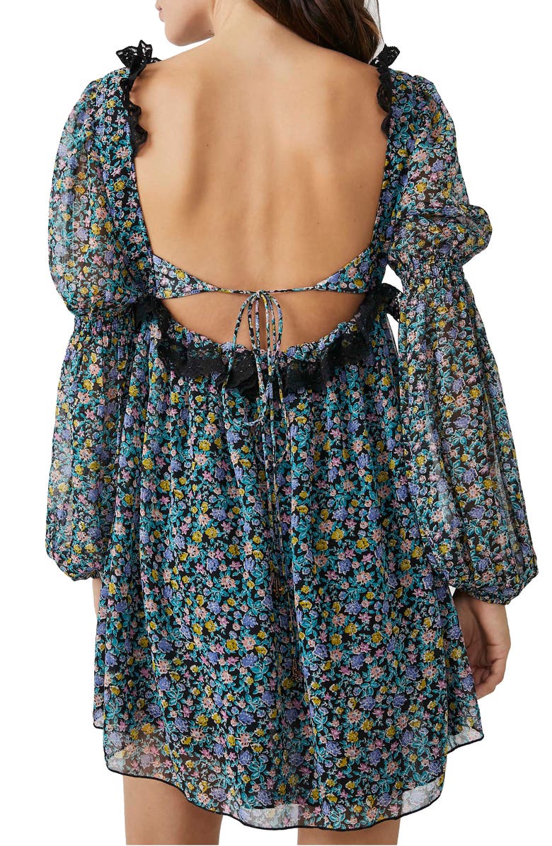 Free People Pennie Floral Print Ruffle Long Sleeve Minidress, Alternate, color,