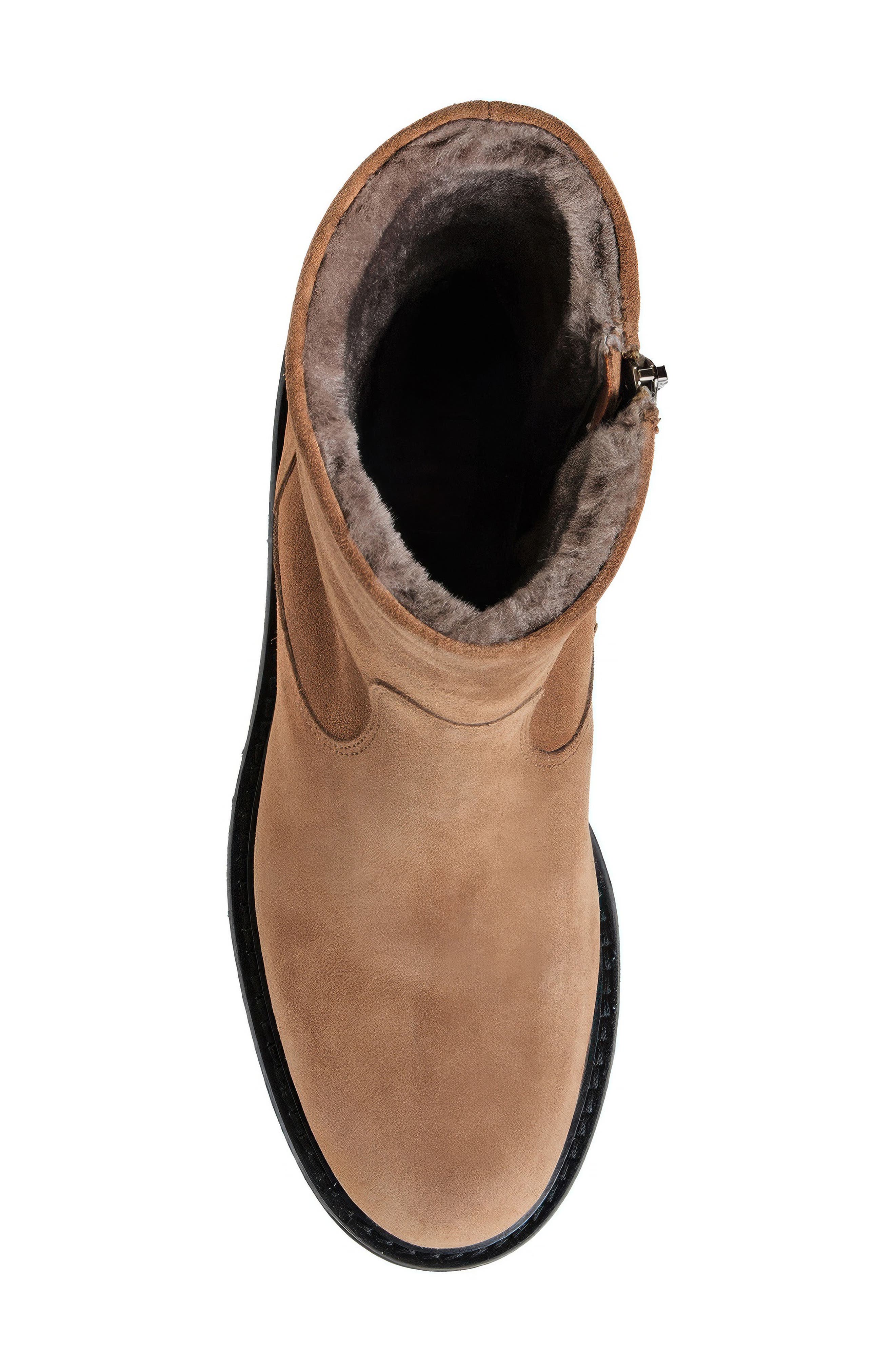 Eloise Genuine Shearling Lined Weatherproof Bootie, Alternate, color, AMERETTO SUEDE