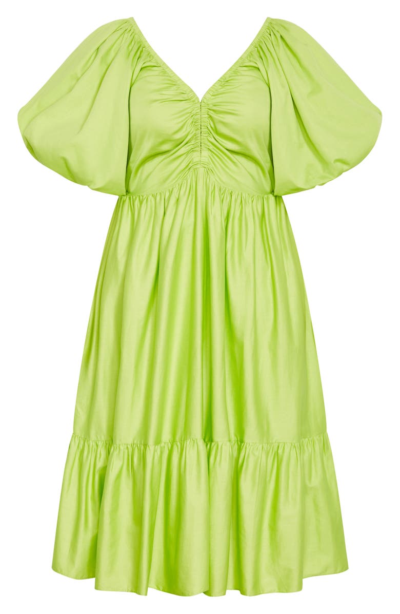 City Chic Grace Tiered Midi Dress, Alternate, color, Pistachio