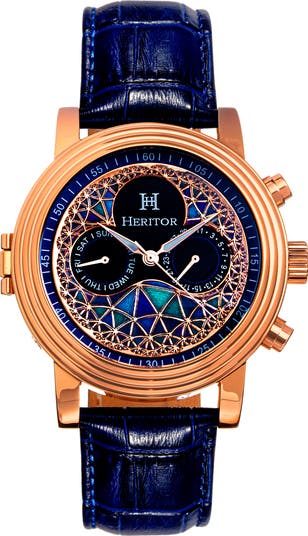 Legacy Leather-Band Watch w/Day/Date