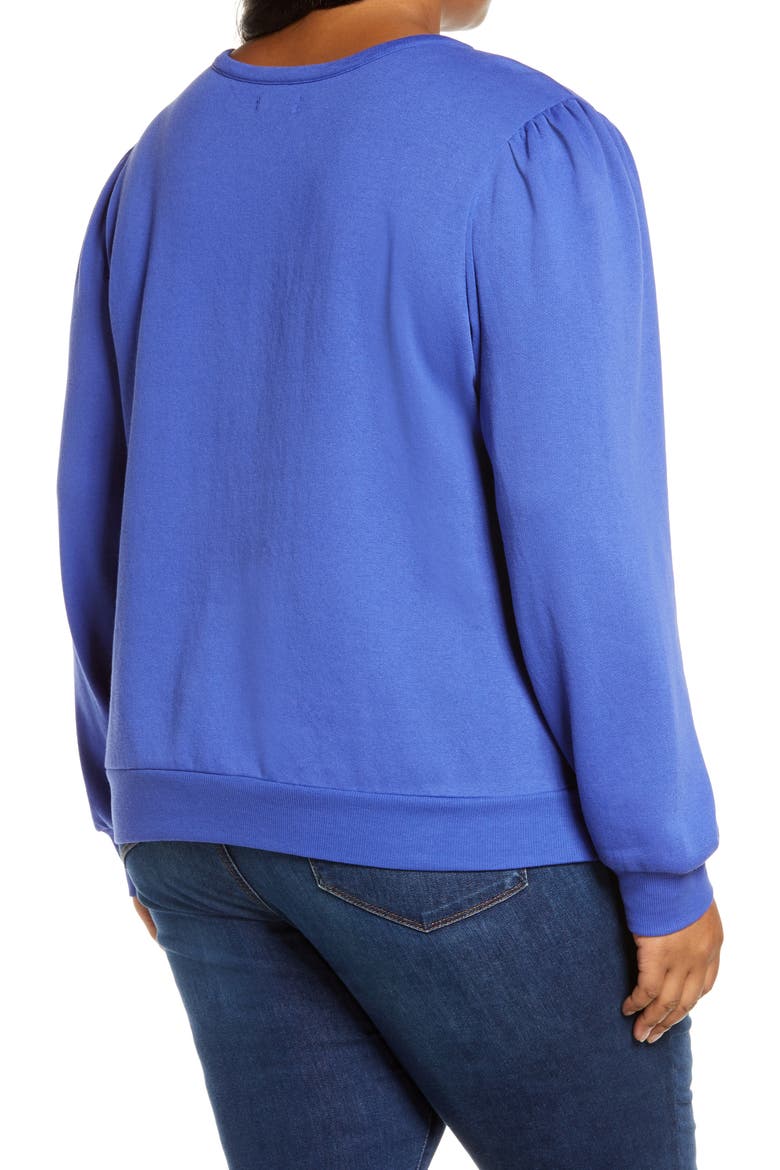 Puff Sleeve Sweatshirt, Alternate, color, BLUE NEON