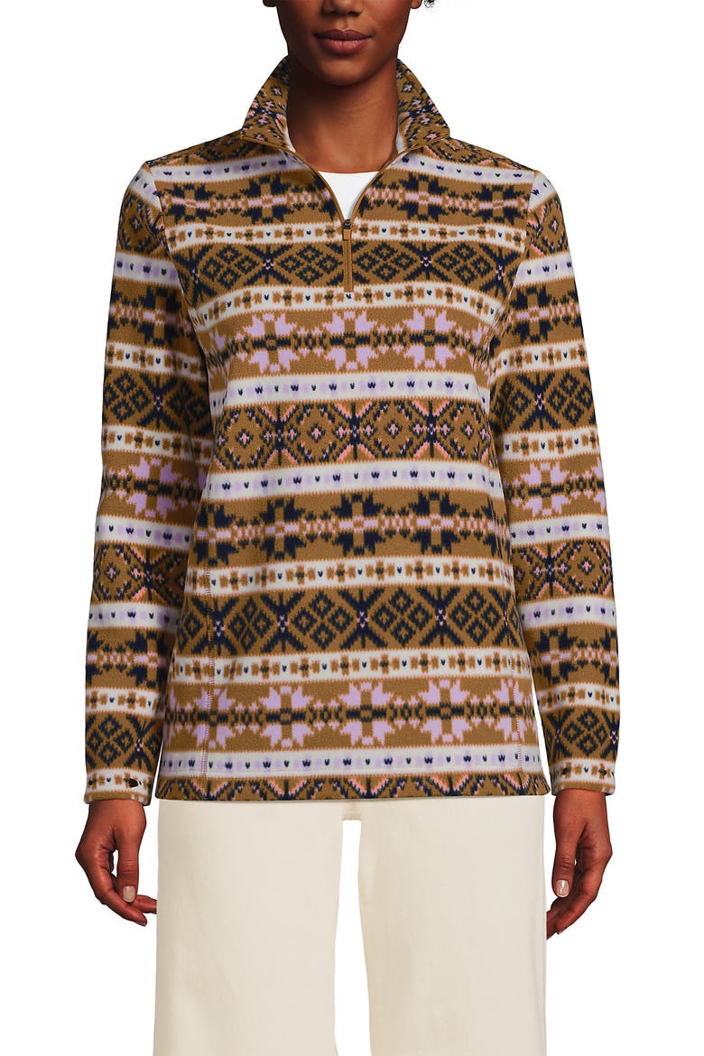 Anyweather Fleece Quarter Zip Pullover, Main, color, Lilac/Camel Fairisle