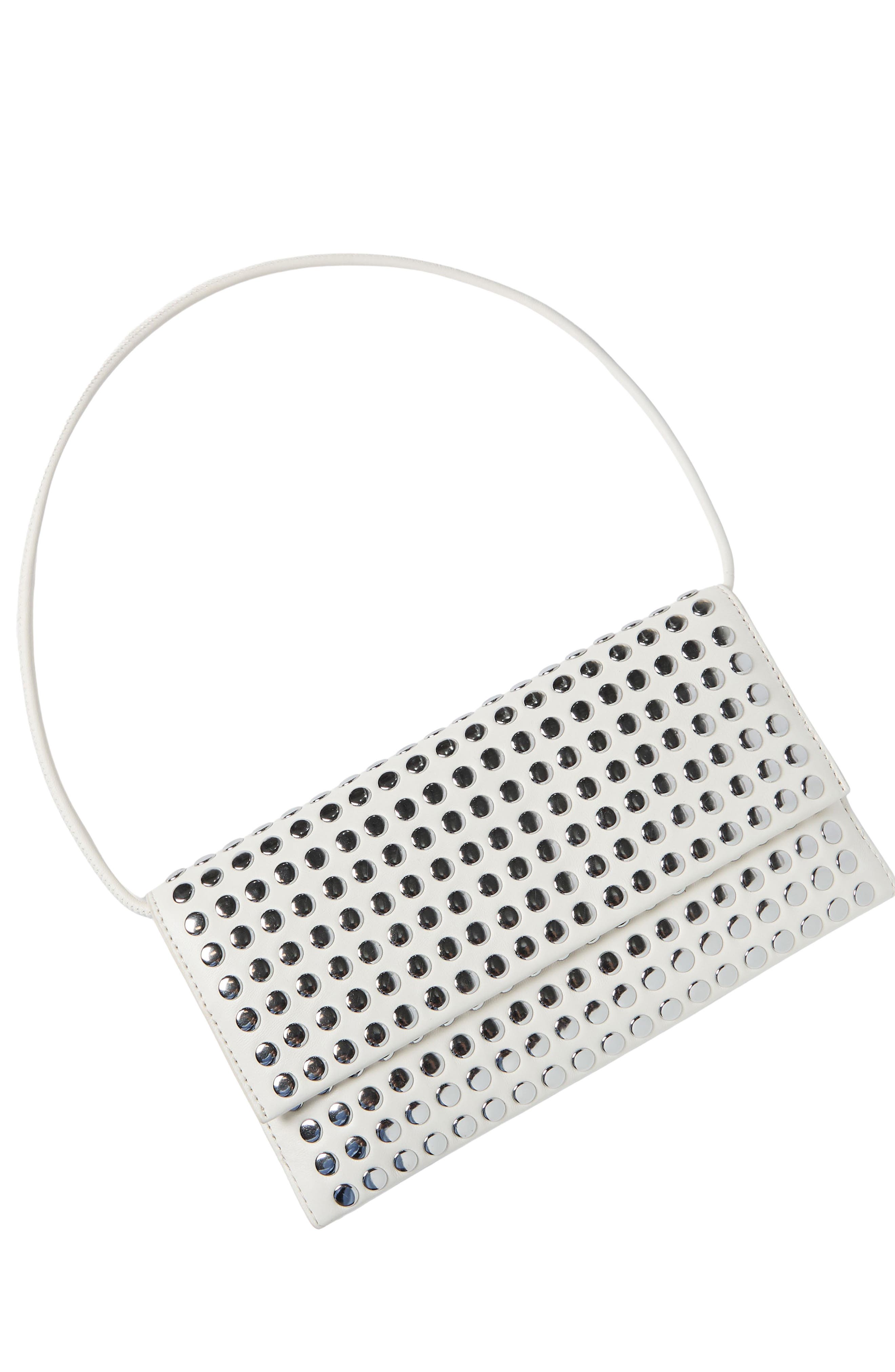 Loeffler Randall Charlee Flap Clutch, Alternate, color, Ecru/ Silver