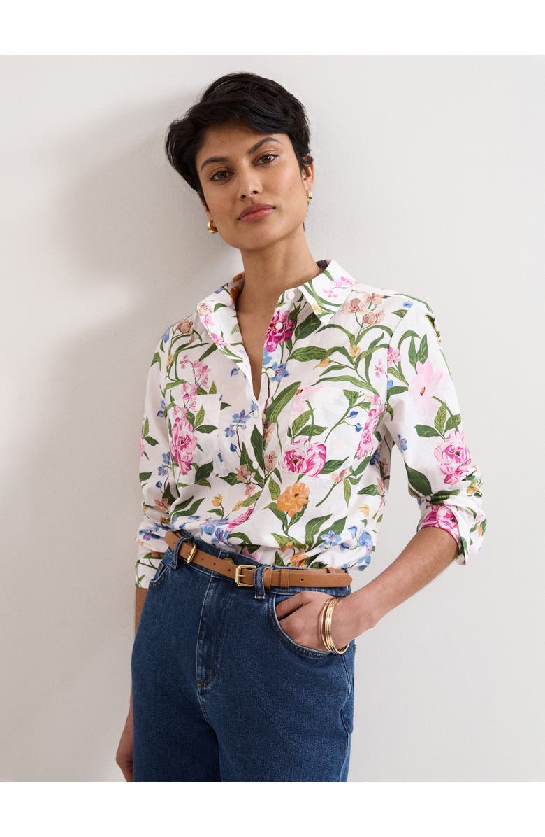 Phase Eight Long Sleeve Relaxed Fit Shirt, Main, color, Ivory Multi