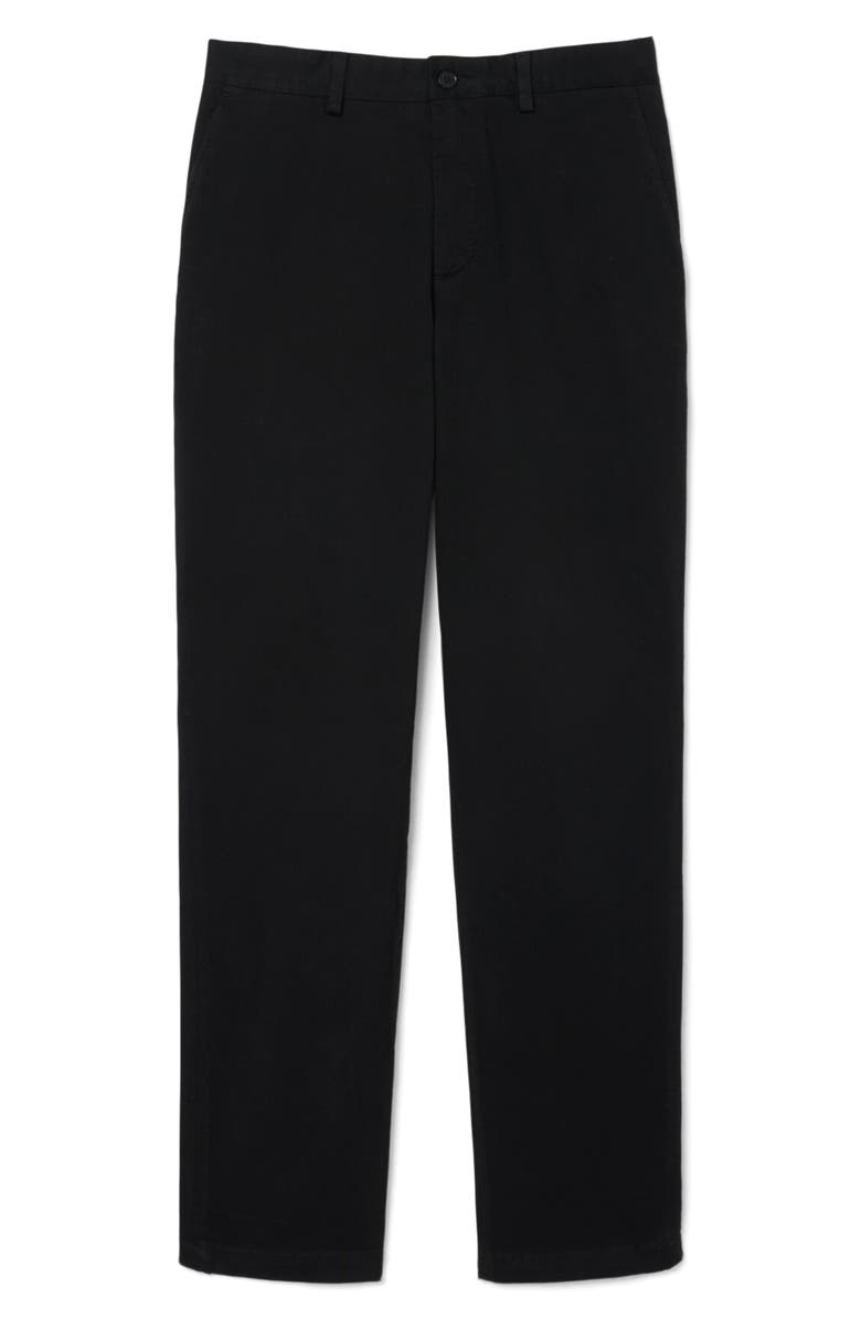Lacoste Flat Front Cotton Stretch Twill Chinos, Main, color, Black