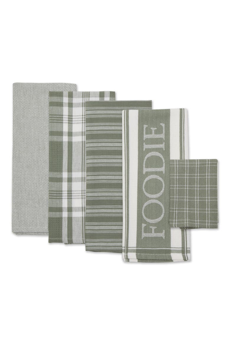 Foodie Dishtowel & Dishcloth Set/5, Alternate, color, Artichoke Green