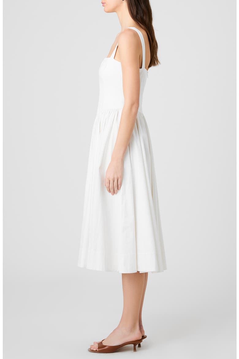 Fitted Bodice Cotton Blend Midi Dress, Alternate, color, SUMMER WHITE
