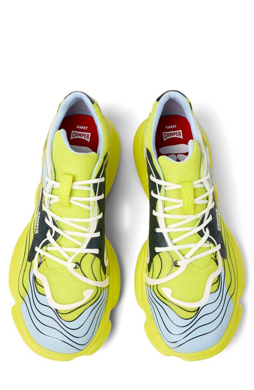 Camper Karst Wave-print Lace-up Sneakers In Green