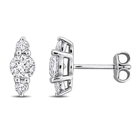 Lab-Grown Diamond Three-Stone Stud Earrings