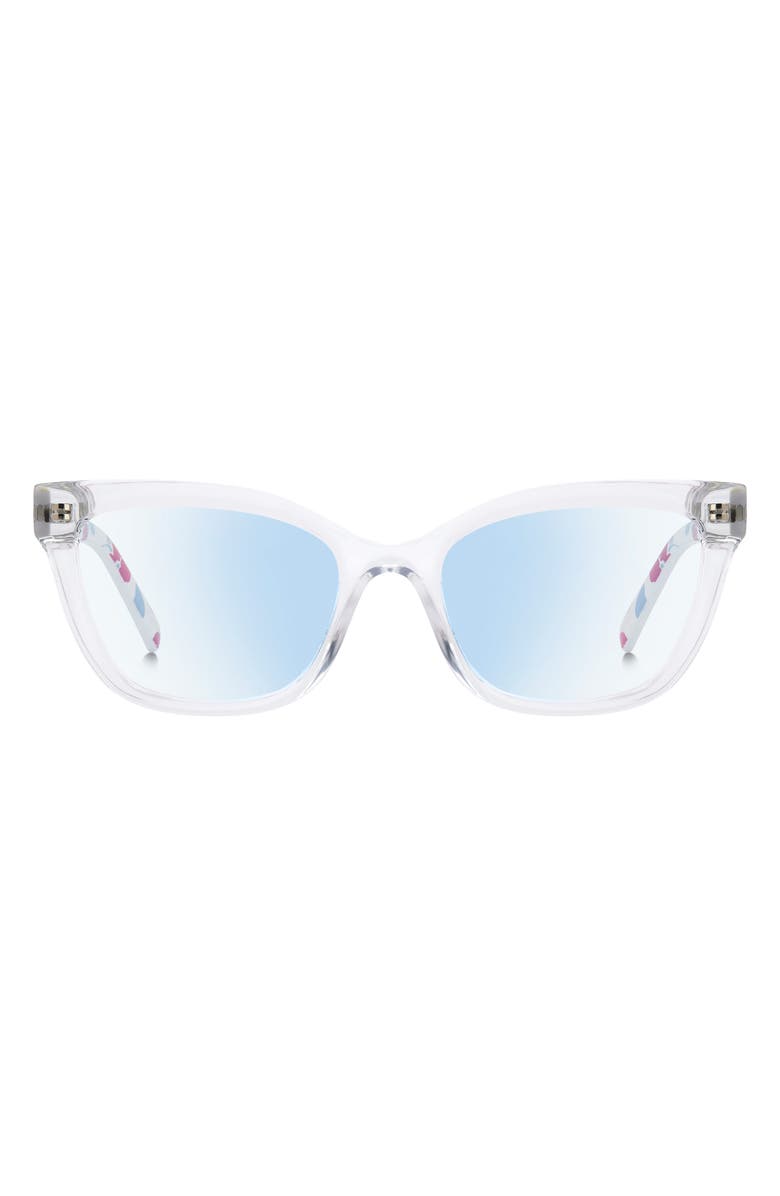 Kate Spade New York joanie 52mm blue light blocking cat eye reading glasses, Main, color, Crystal