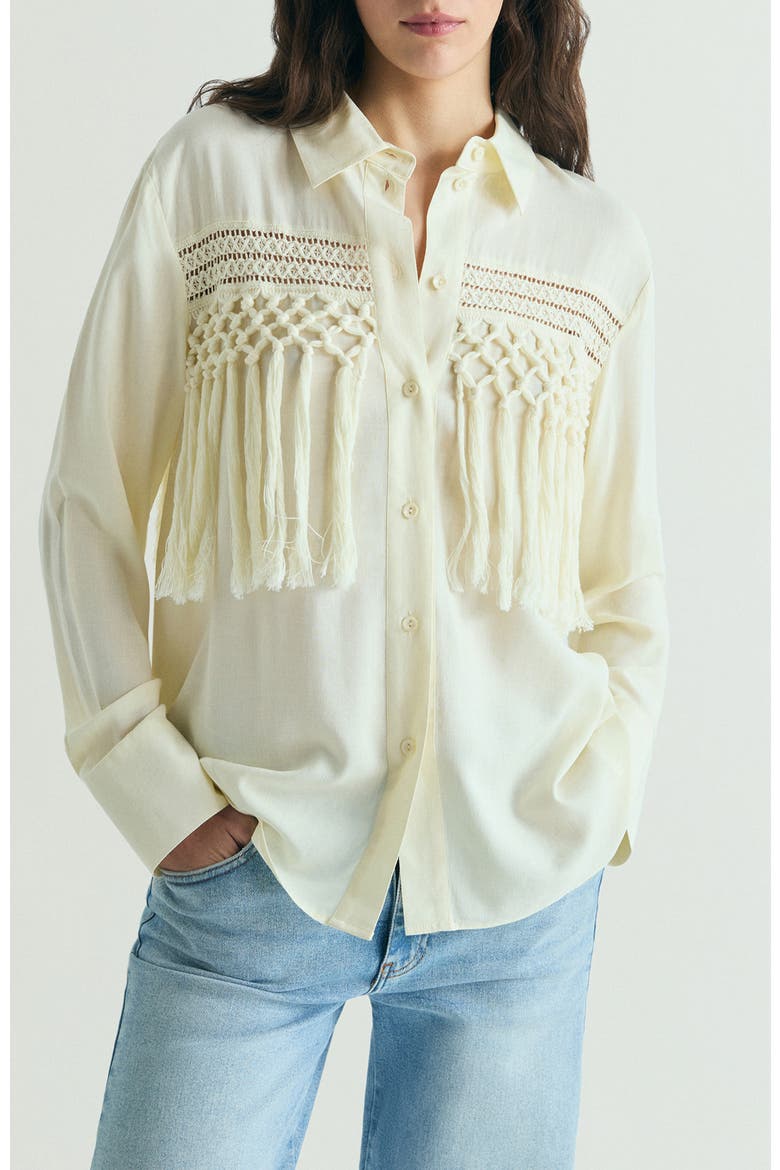 Fringe Detail Shirt, Main, color, Ecru