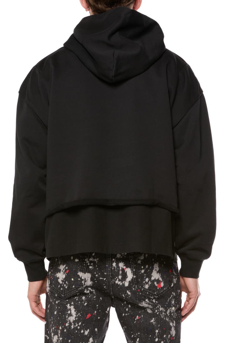 Double Layer Oversize Graphic Cotton Fleece Hoodie, Alternate, color, BLACK