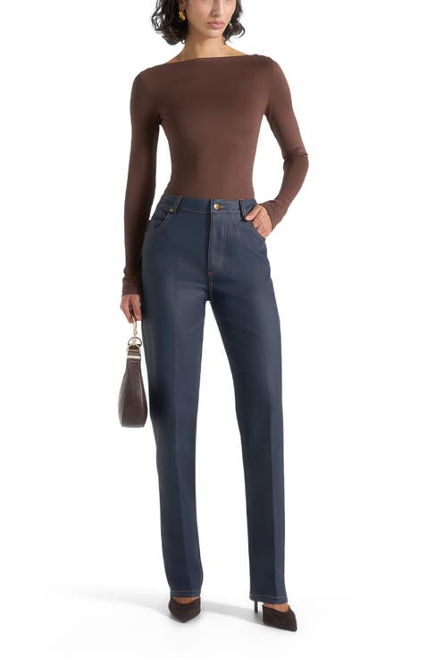 Jana Wax Effect Denim Boyfriend Jeans