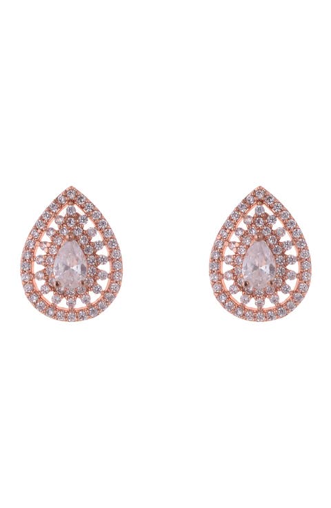 Pavé Teardrop Stud Earrings