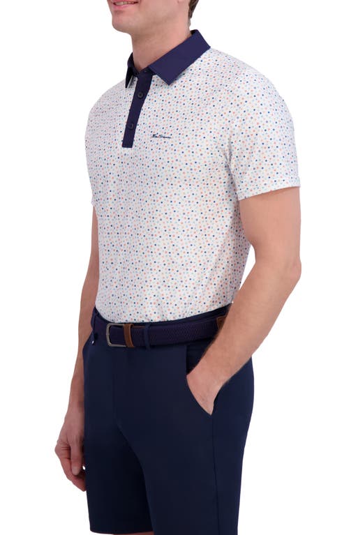 Ben Sherman Polka Dot Print Tech Jersey Golf Polo In Neutral