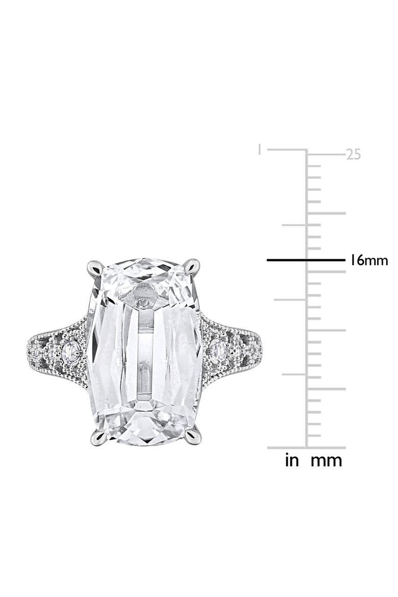 Cushion Cut Lab Created White Sapphire Ring, Alternate, color, METALLIC SILVER
