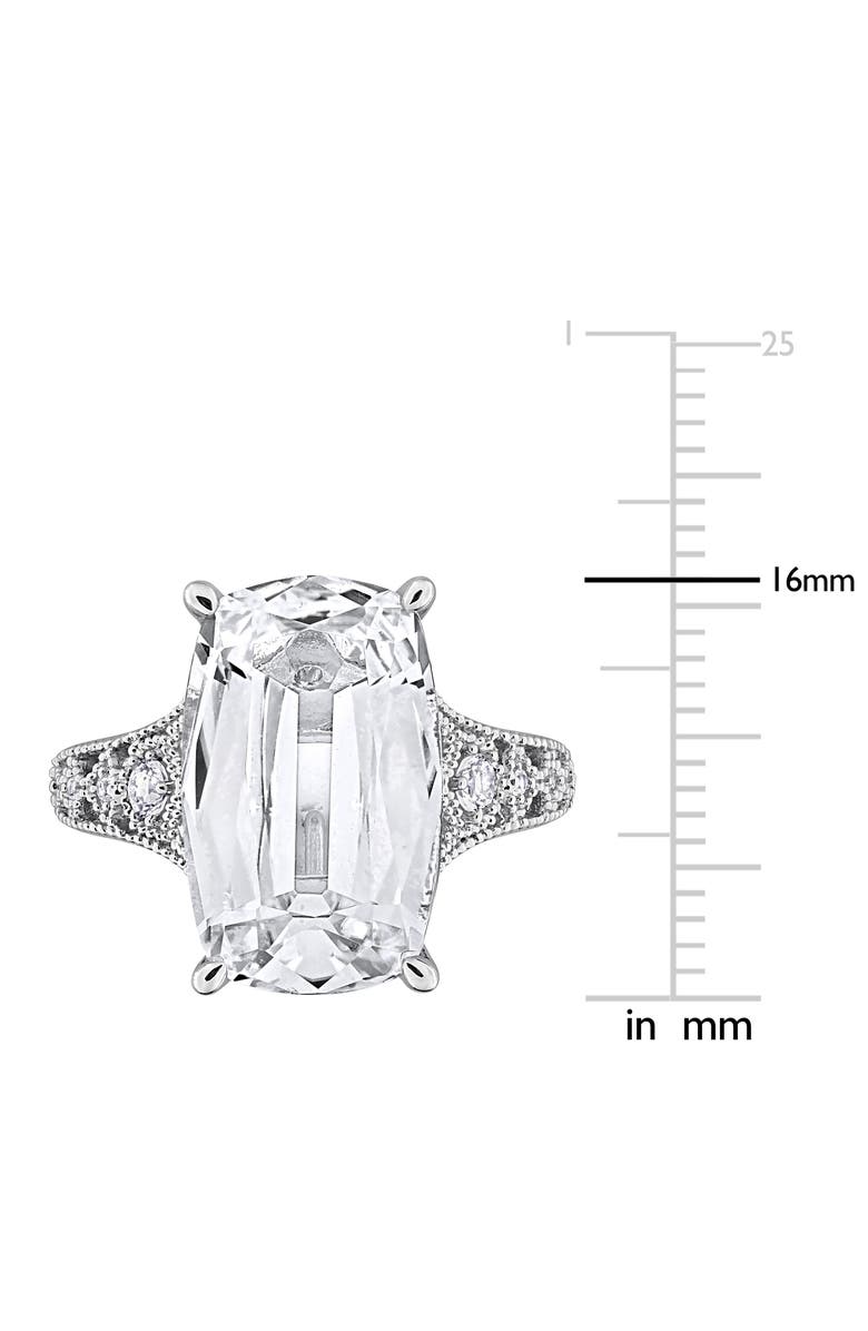 DELMAR Cushion Cut Lab Created White Sapphire Ring, Alternate, color, Metallic Silver