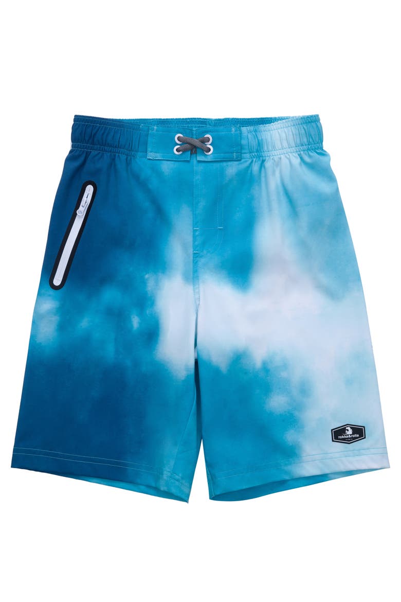 Kids' 4-Way Stretch Swim Trunks with Mesh Lining, Alternate, color, Ocean Wave
