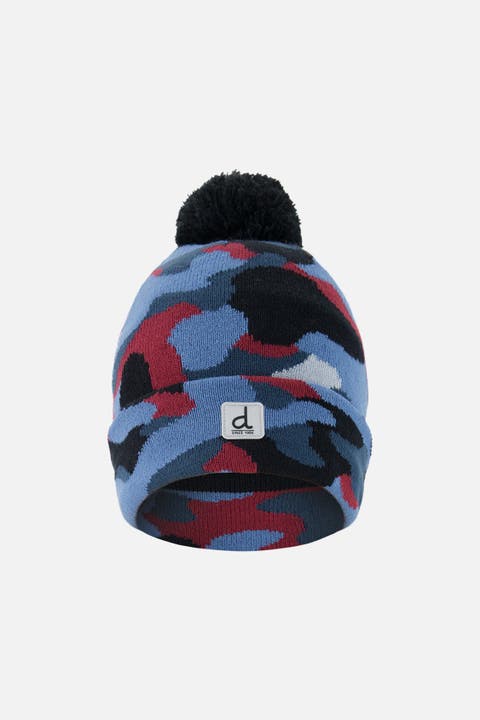 Winter Camouflage Jacquard Snug Fit Knit Hat with Pompom