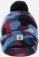 Deux par Deux Winter Camouflage Jacquard Snug Fit Knit Hat with Pompom