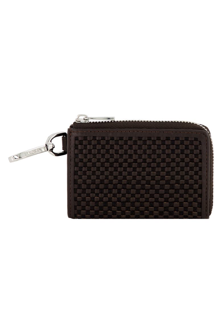 Woven Zip Card Case, Alternate, color, CACAO/ BLACK