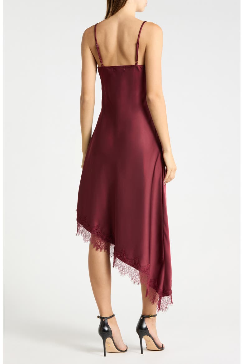 Lace Trim Asymmetrical Midi Slipdress, Alternate, color, BURGUNDY