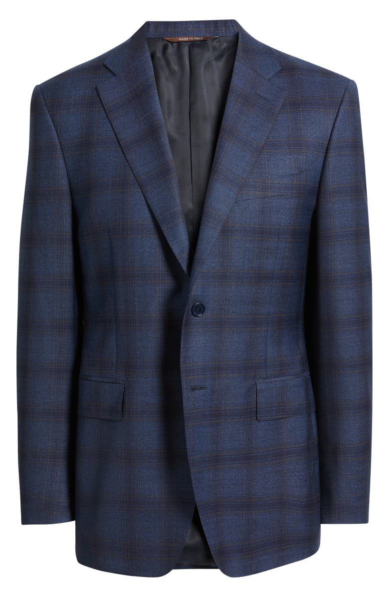 Canali Siena Regular Fit Ombré Check Super 130s Wool Sport Coat, Main, color, Navy