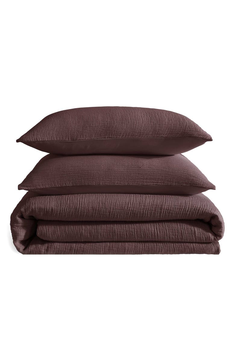 Calvin Klein Washed Texture Duvet Cover & Shams Set, Main, color, Dark Brown