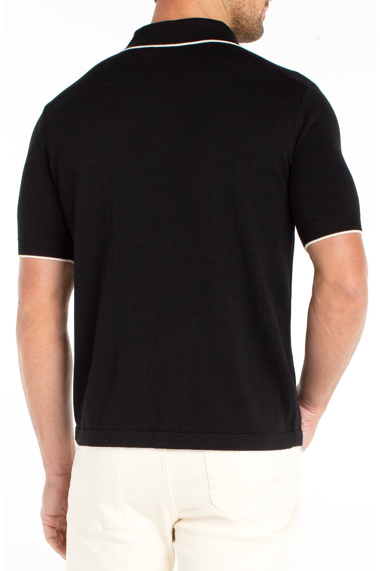 Tipped Zip Polo, Alternate, color, BLACK