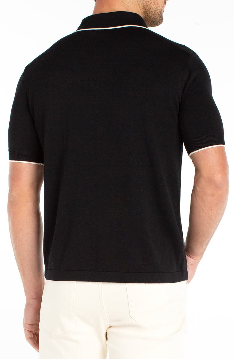 Liverpool Los Angeles Tipped Zip Polo, Alternate, color, Black