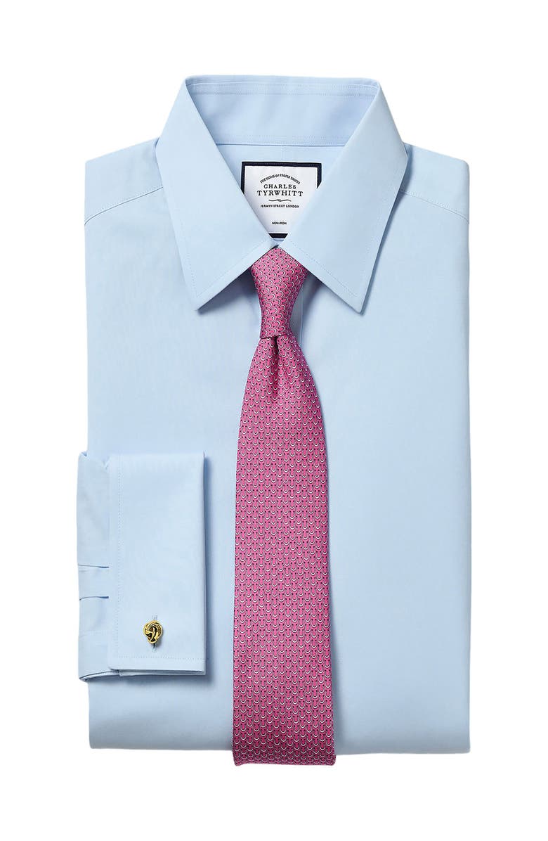 Charles Tyrwhitt Non-Iron Poplin Slim Fit Shirt Double Cuff, Alternate, color, Sky Blue