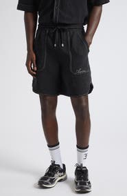 AMIRI Script Garment Dyed Linen Blend Shorts